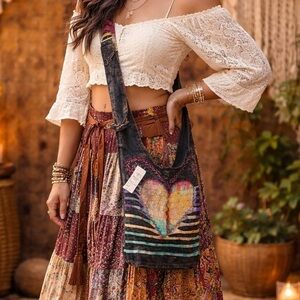 Boho Heart Crossbody Bag - Multicolor